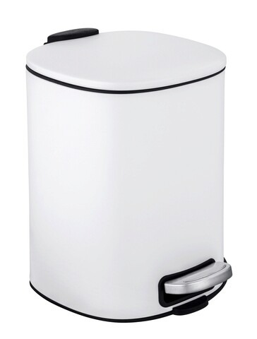 Cos de gunoi, Wenko, Alassio, 20.5 x 24.5 x 27 cm, 5 L, inox/polipropilena, alb/negru