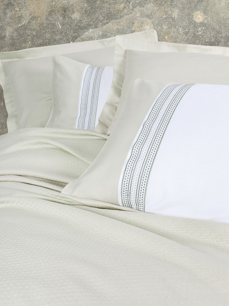 Set cuvertura pique dubla, Lessy - Green, Cotton Box, Bumbac - 1 | YEO