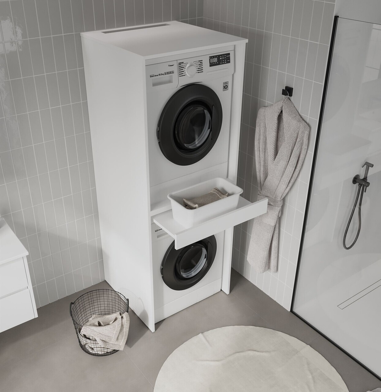 Dulap masina de spalat, Hanah Home, Linfa 70, Alb mat — imaginea 2