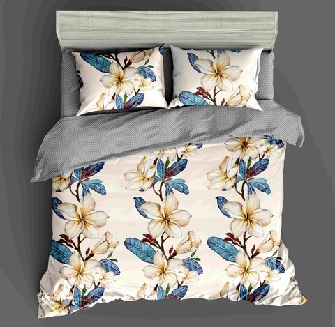 Lenjerie de pat dubla, king size, 4 piese, bs009, policoton, multicolor