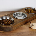 Bol pentru hrana animale de companie, Evila Originals, Pet016, 17x3x48 cm, Lemn, Maro