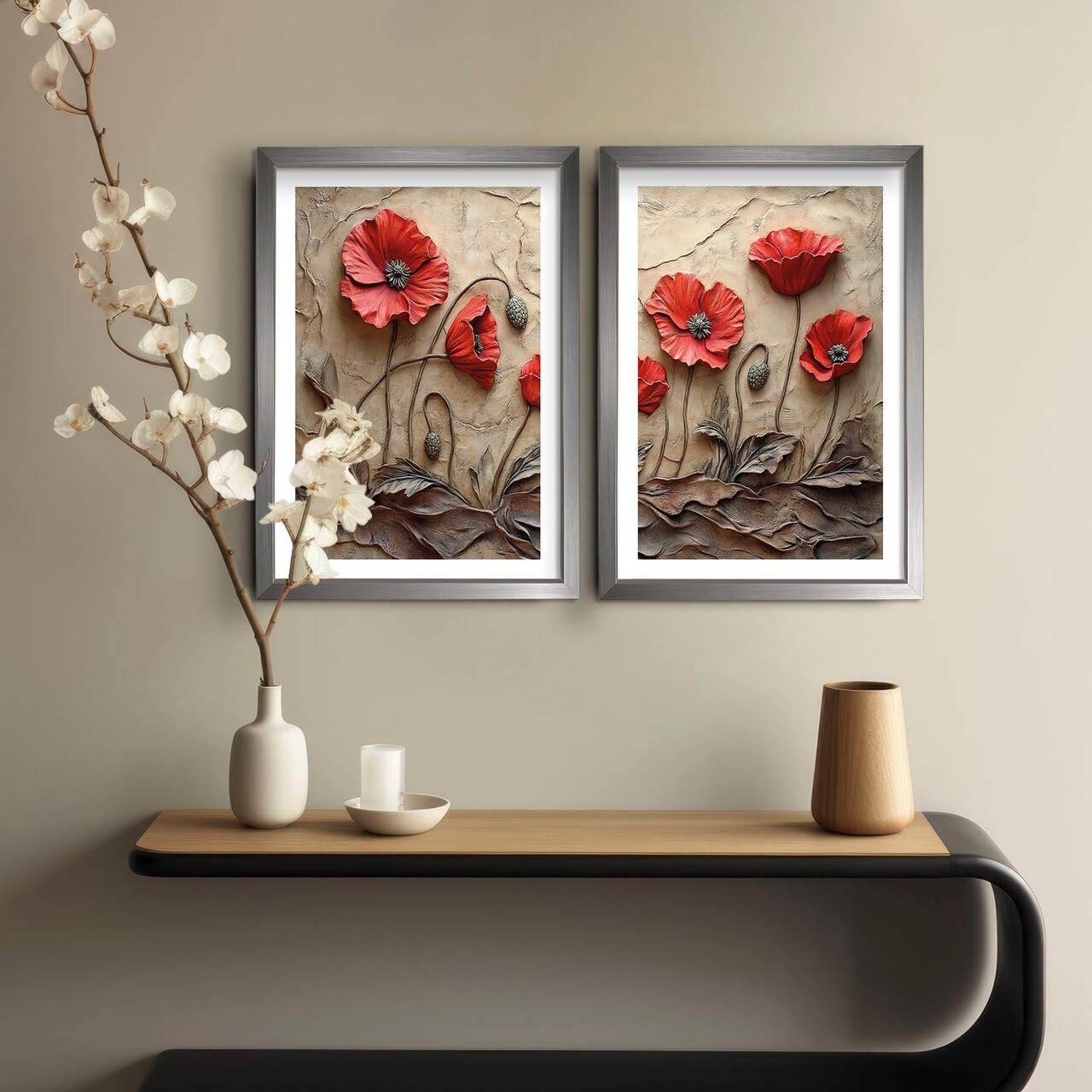 Set 2 tablouri decorative 2Pantct-011 Cadru: 100% LEMN (Grosime: 19 cm) Multicolor