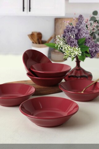 Set farfurii, Keramika, 275KRM1879, Ceramica , Nu absoarbe apa, Rosu
