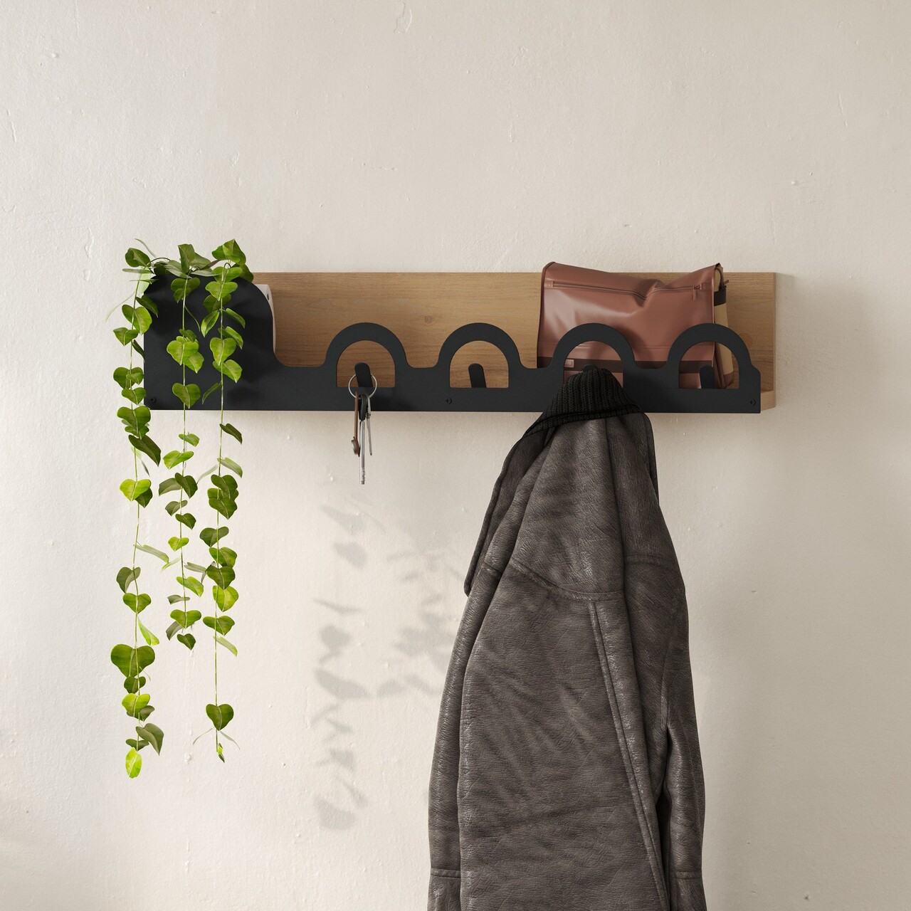 Umeras, Decortie, Liora Hanger, 63x14x14 cm, Metal, Stejar - 1 | YEO