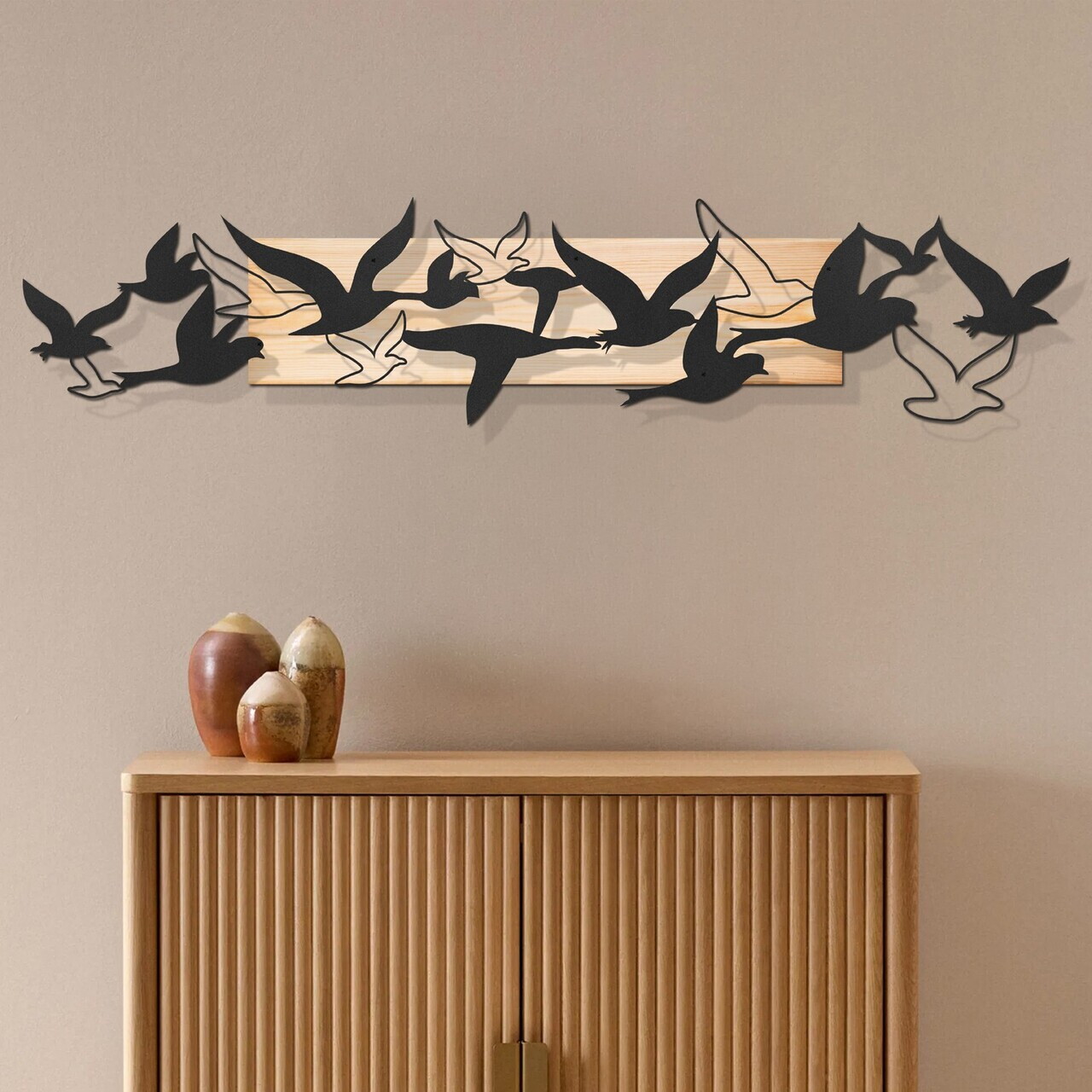 Decoratiune de perete, Libertà, Cadru: Lemn (Grosime: 2 cm), Natural/Negru — imaginea 2