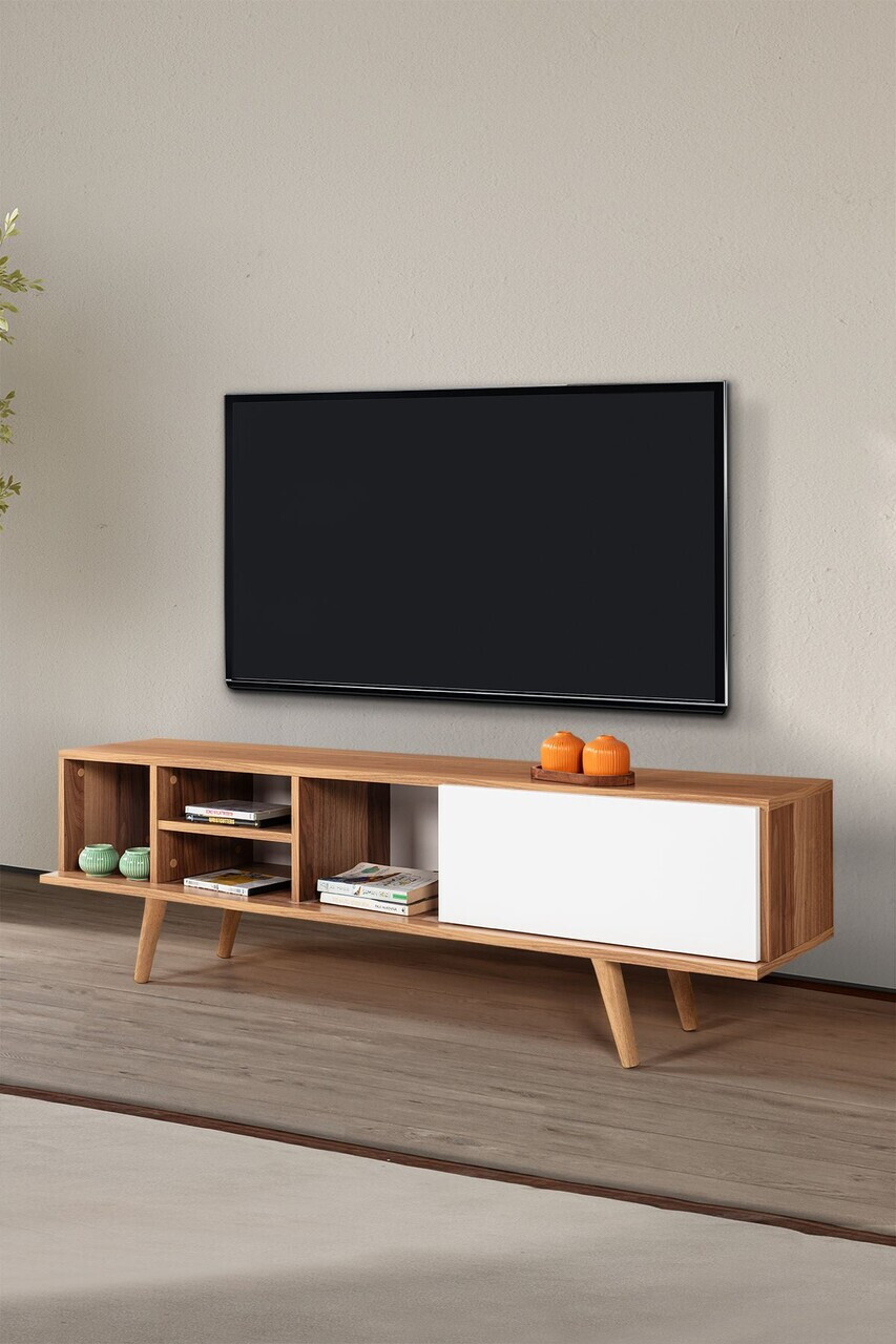 Comoda TV, Hanah Home, Ela 3633, 160x47x35 cm, PAL, Nuc/Alb — imaginea 3