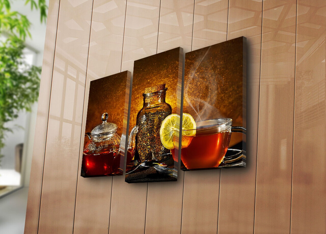 Tablou decorativ 3PATK-18 PÂNZĂ DIN PIELE ÎNTOARSĂ Dimensiune: 20 x 39 cm (2 bucăți) Multicolor