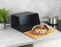 Cutie pentru paine, Wenko, Kubo, 35 x 26.5 x 20.5 cm, plastic/bambus, negru/maro