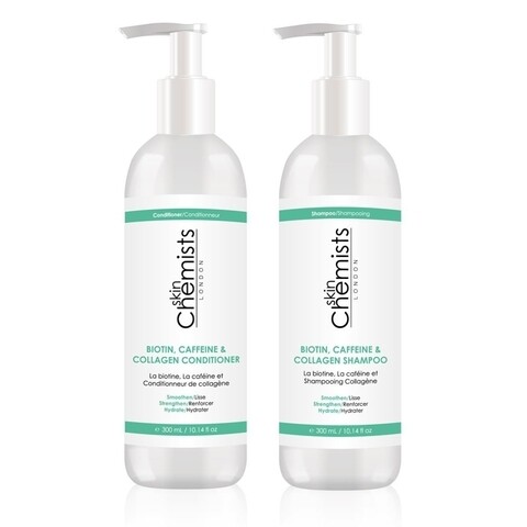 Set sampon si balsam pentru par, SkinChemists, Biotin, Caffeine & Collagen, 300ml/300ml