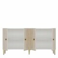 Consola, Hanah Home, Squarel 180, 180x75x32 cm, Alb / Travertin