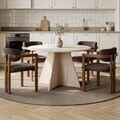 Set masa si scaune (5 piese), Nordure, Monroe 4, Travertin / Nuc / Maro