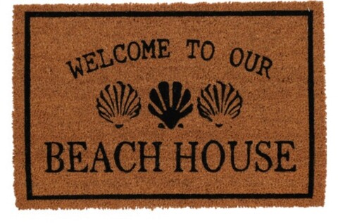 Covoras de intrare beach house w shells, 39x59 cm, fibra de cocos, maro