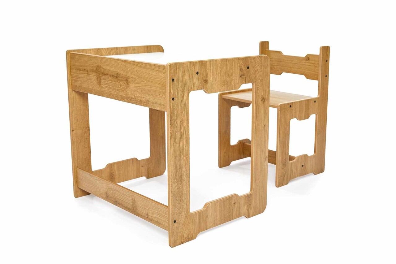 Set masa si scaun pentru copii, Hanah Home, Seagull, Alb / Natural - view 7