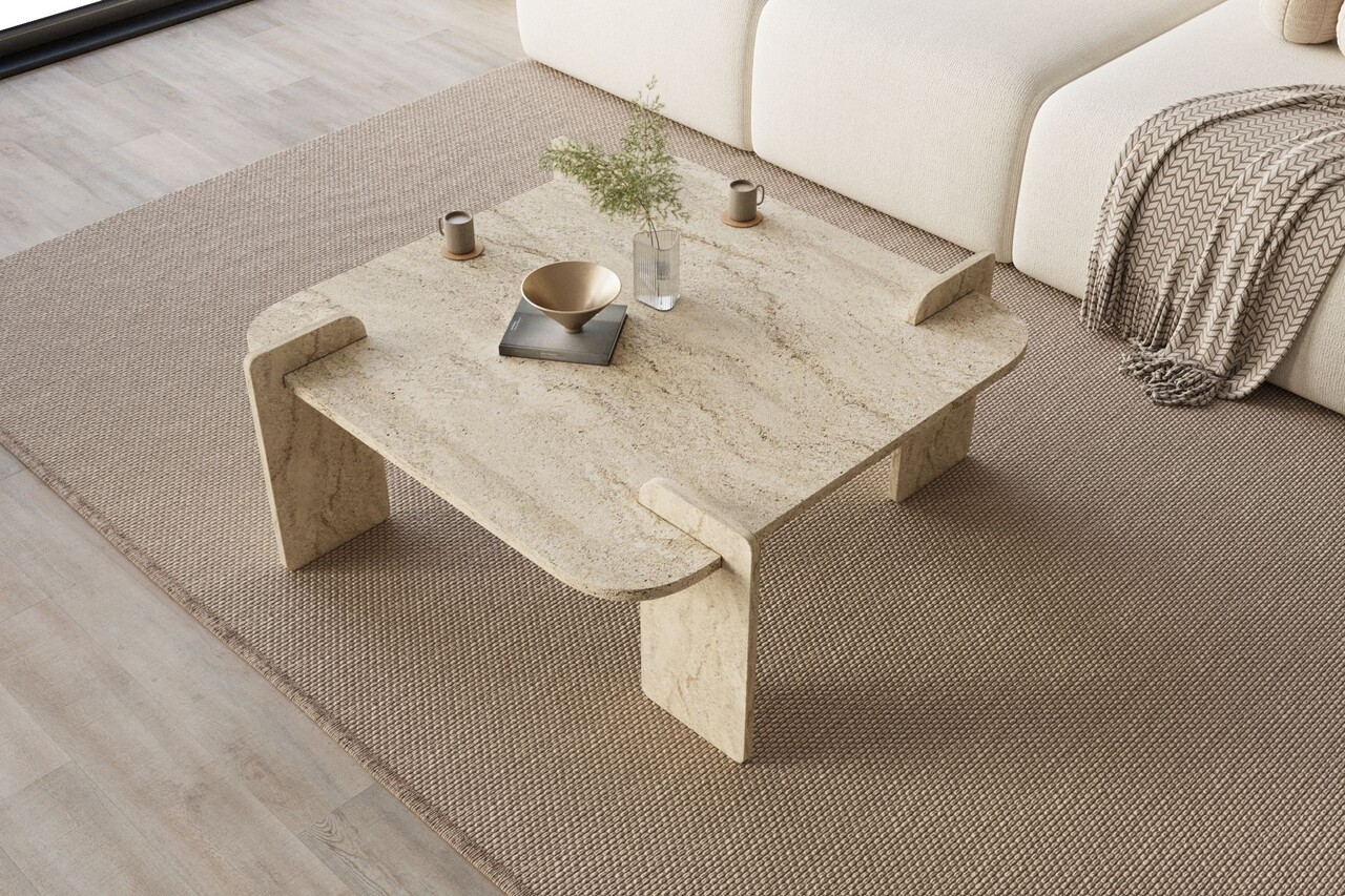Masuta de cafea, Hanah Home, Woog, 90x35x90 cm, Travertin - view 5