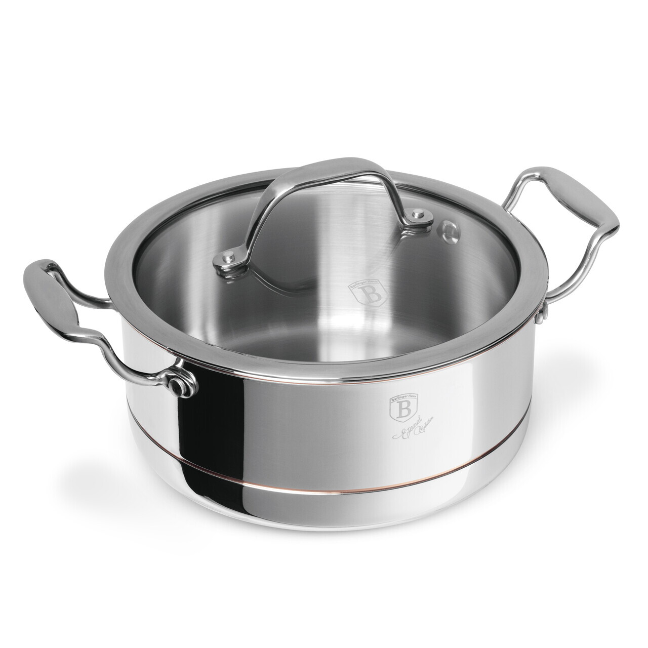 Oala cu capac Berlinger Haus, Copper Touch, 20 cm, inox/aluminiu, argintiu - imagine 4