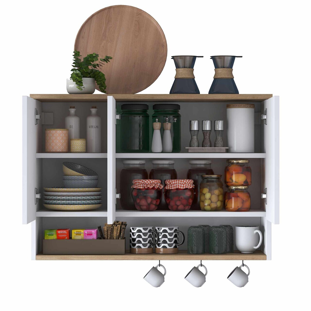 Dulap multifunctional, Hanah Home, JE237, 90x61.8x27.5 cm, Alb/Maro — imaginea 10