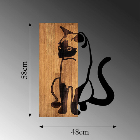 Decoratiune de perete, MA-282, 50% lemn/50% metal, Dimensiune: 58 x 47 cm, Nuc / Negru