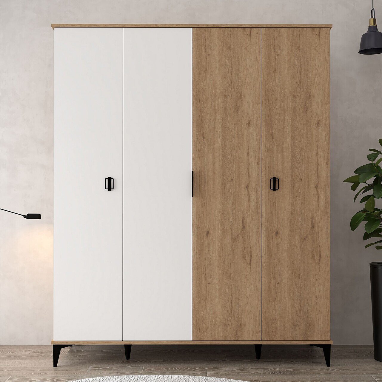 Dulap pentru haine Hanah Home Neva 6403 164x200x52 cm PAL Stejar Safir / Alb
