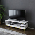 Comoda TV, Retricy, Reilly, 120x44.6x37.6 cm, PAL, Aur/Alb