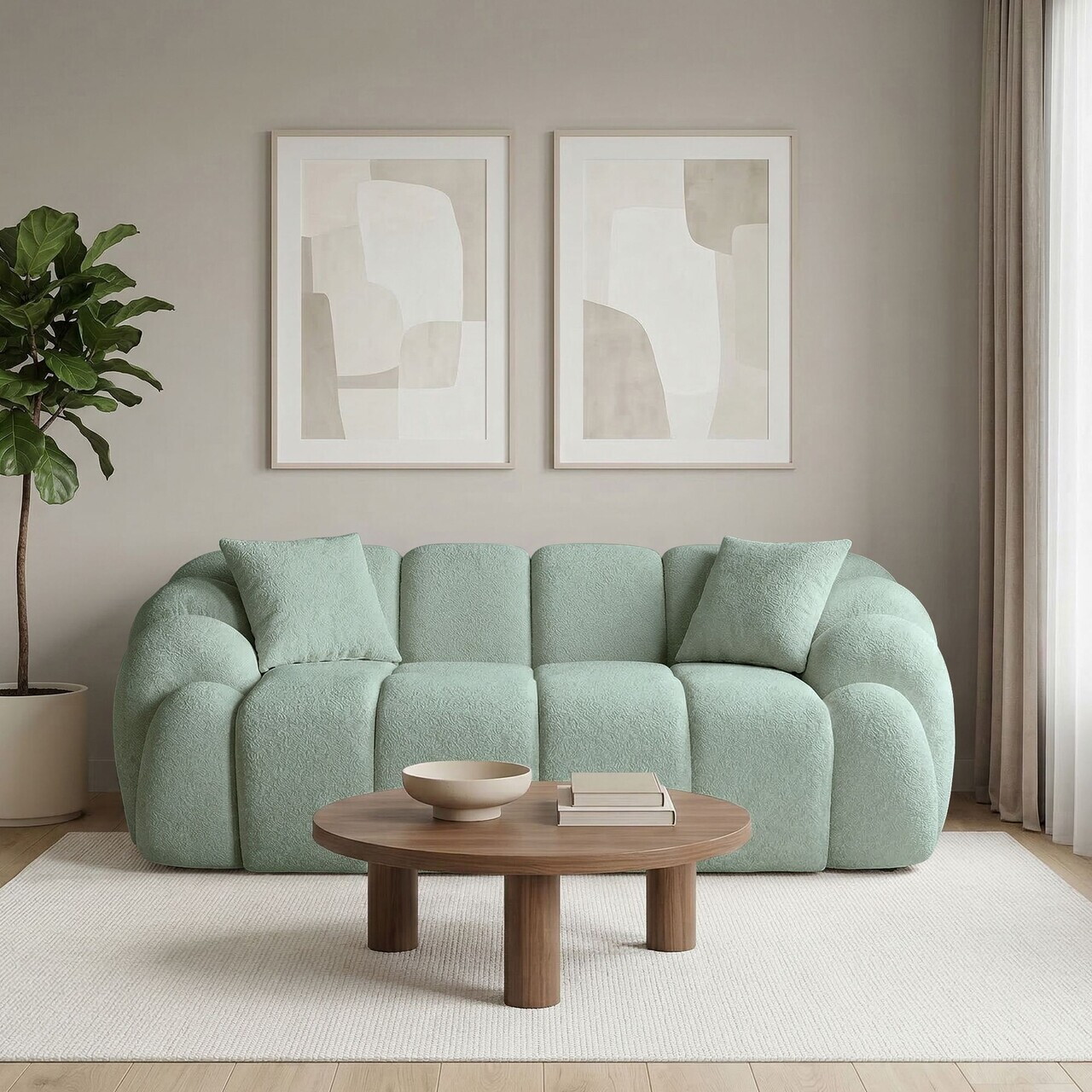 Canapea 2 locuri, Atelier del Sofa, 752EST2504, Lemn de carpen/PAL melaminat, Turcoaz - view 2