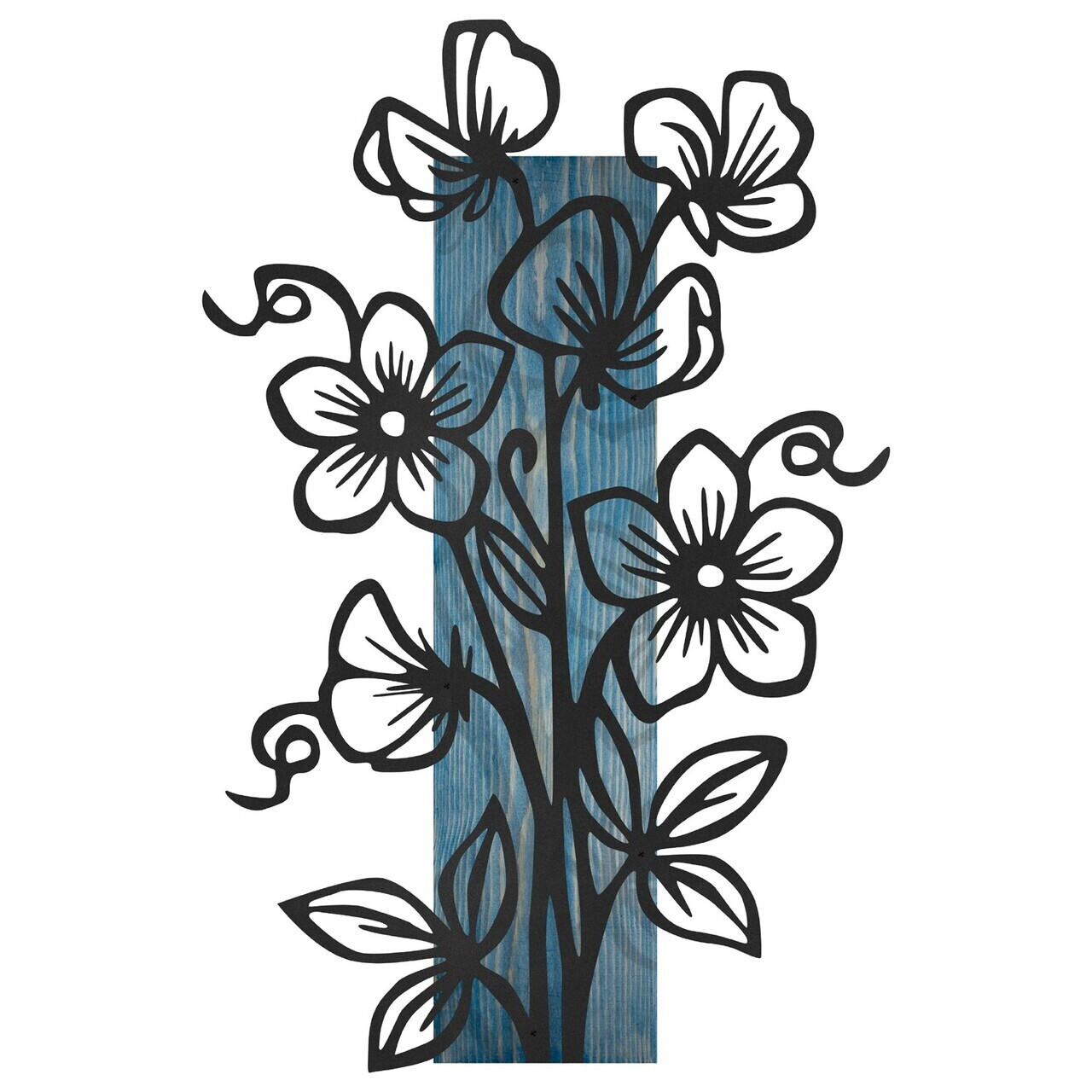 Decoratiune de perete, Fleuria, Cadru: Lemn (Grosime: 2 cm), Albastru/Negru — imaginea 7