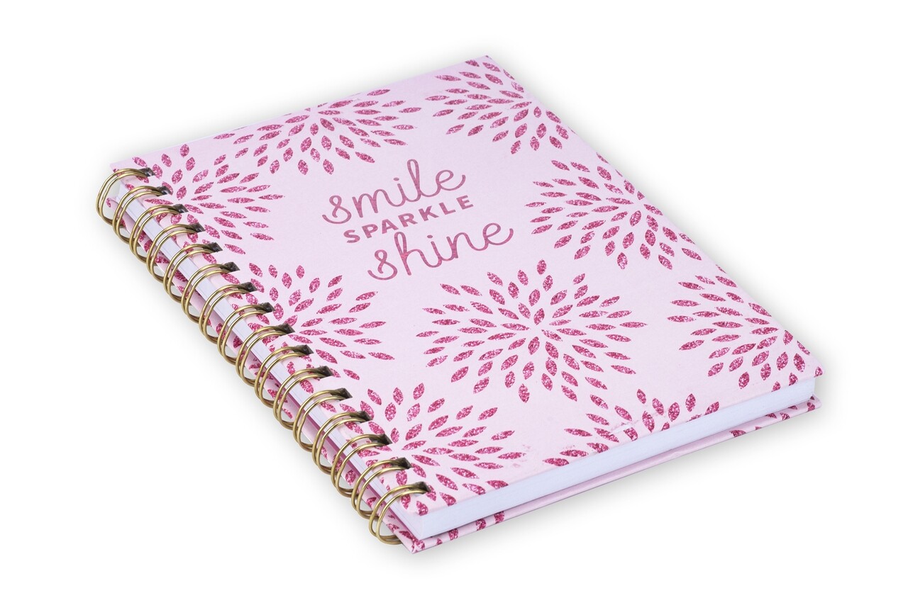 Carnet Cu Spirala, Smile Sparkle Shine, Tri-Coastal Design, 18 X 21.5 Cm, Roz/auriu