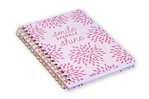 Carnet cu spirala, Smile Sparkle Shine, Tri-Coastal Design, 18 x 21.5 cm, roz/auriu - 1 | YEO