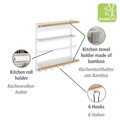 Suport multifunctional pentru bucatarie, Wenko, Magna, 33 x 8 x 34 cm, metal/bambus, alb/egru