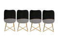 Set scaune 4 piese, Nmobb , Madrid 133, Metal, Aur/Negru