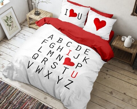 Lenjerie de pat dubla King Size, 4 piese, The Club Cotton, Love Name, bumbac ranforce, 145 TC, multicolor