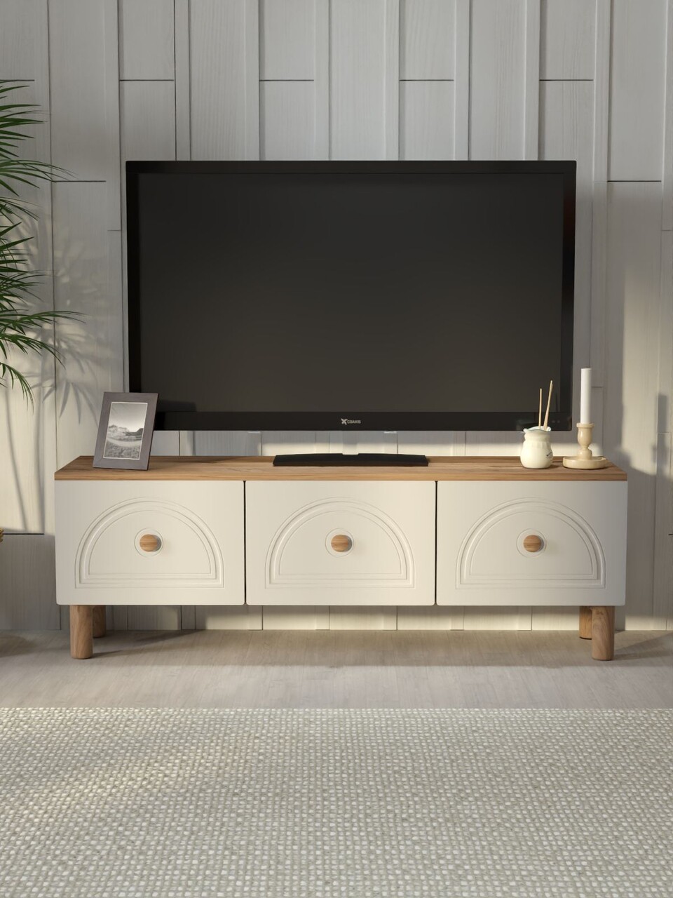 Comoda TV, Hanah Home, Mavora 135, 135x47x35 cm, PAL, Pin Atlantic / Alb - view 2