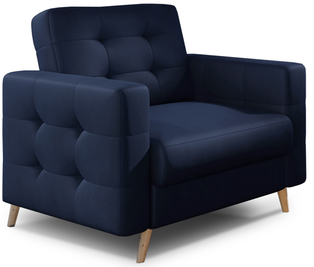 Set canapea extensibila 3 locuri si fotoliu ELTAP, Asgard, 235x95x86 cm / 107x92x86 cm, lemn/poliester, albastru inchis - view 4