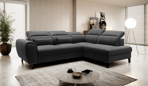 Coltar extensibil dreapta 4 locuri ELTAP, RT-10FL, Noble, 255x201x100 cm, lemn/poliester, negru