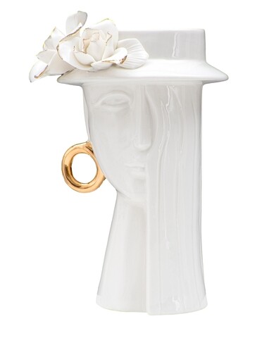 Vaza Woman Elegant , Mauro Ferretti, 15×13.3×23.5 cm, portelan, alb/auriu