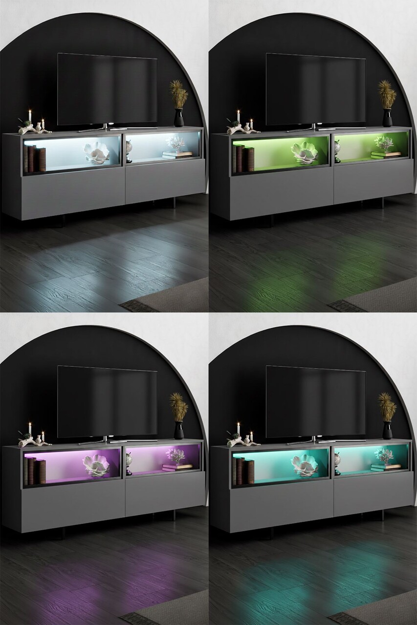 Comoda TV, Hanah Home, Ekol Up, 180x67x32 cm, Antracit - view 5