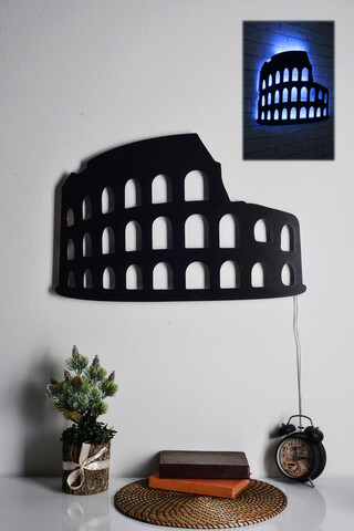 Decoratiune luminoasa led, colosseum, mdf, 60 led-uri, albastru