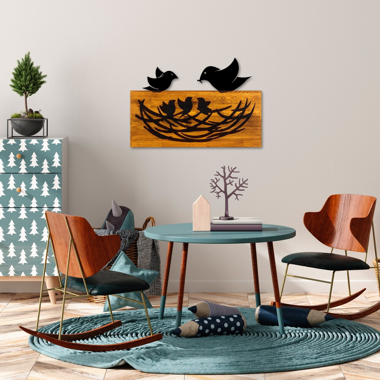 Decoratiune de perete, Family, Lățime: 58 cm Înălțime: 40 cm Adâncime: 3 cm, Nuc / Negru — imaginea 4