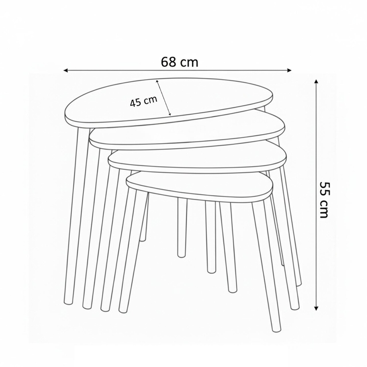 Set masute Nesting 4 piese, Hanah Home, Nora, Stejar - imagine 7