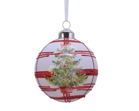 Set 3 globuri Checkered tree, Decoris, Ø8 cm, sticla, multicolor