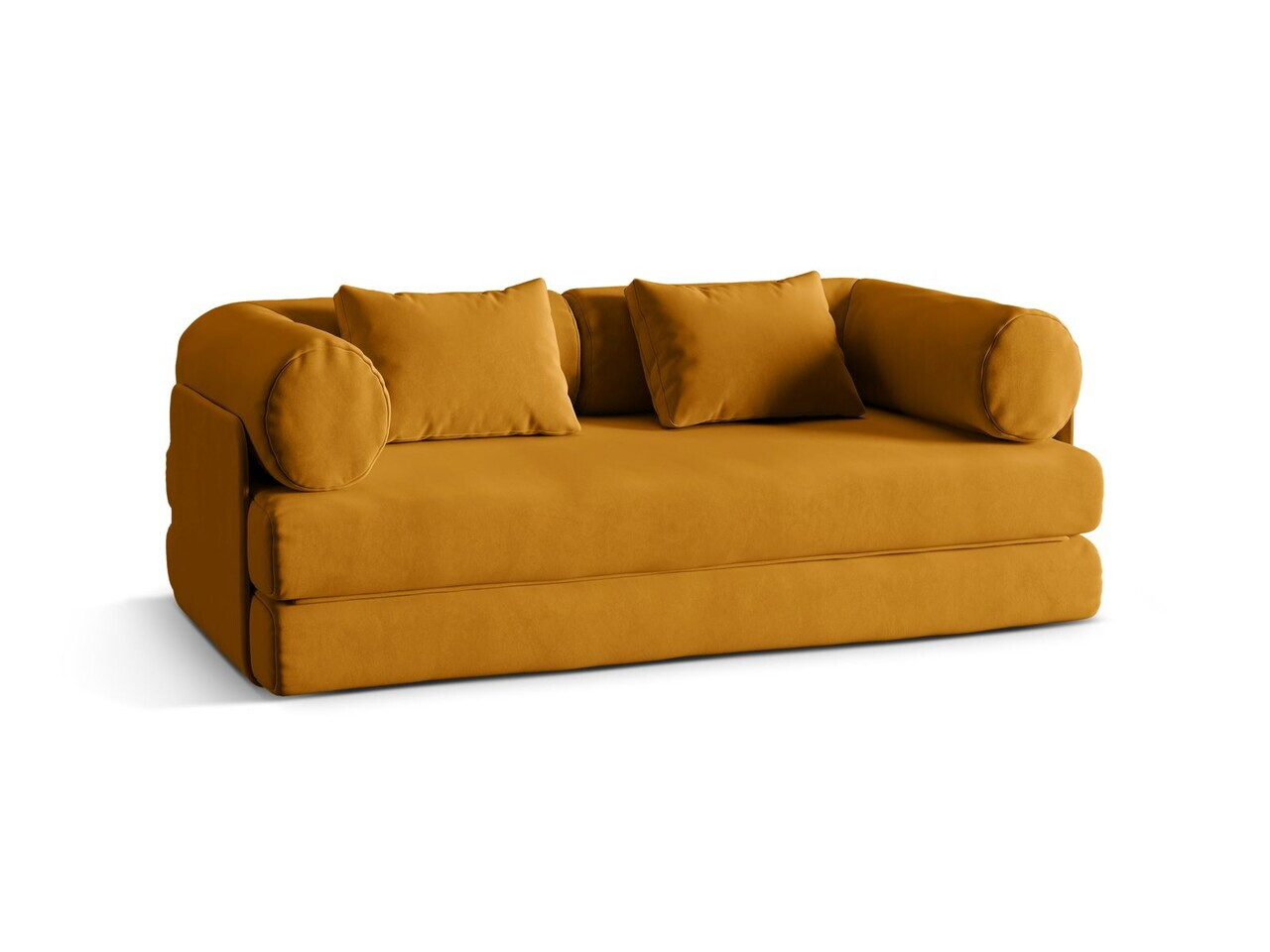 Canapea extensibila 3 locuri, Dreamy, Micadoni Home, 206x95x70 cm, catifea, galben — imaginea 7