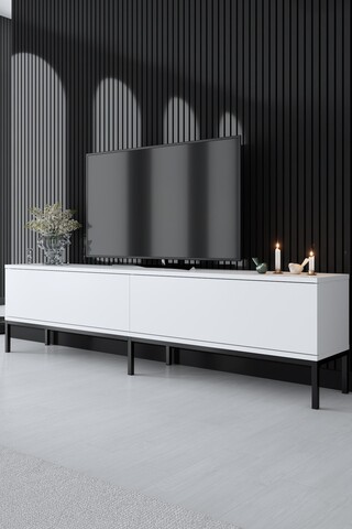 Comoda TV, Bexley, Lord, 180x47x30 cm, PAL, Alb/Negru