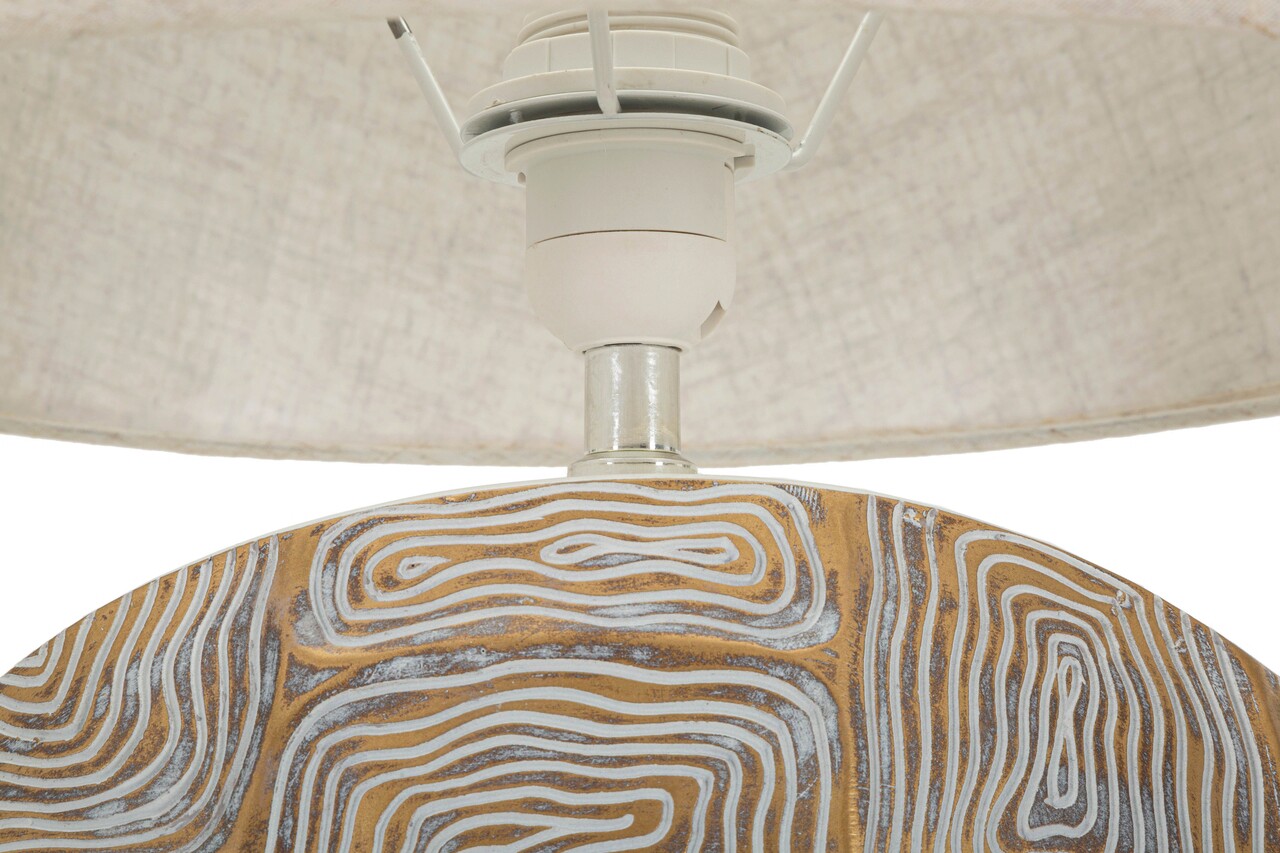 Lampa de masa Eclips, Mauro Ferretti, 1x E27, 40W, 38x68 cm, polirasina/fier/textil, auriu/alb