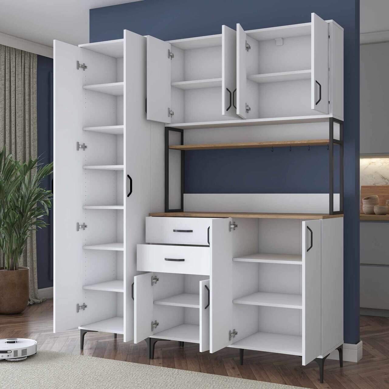 Dulap multifunctional, Hanah Home, JE267, 180x218.6x45 cm, Alb/Maro — imaginea 5