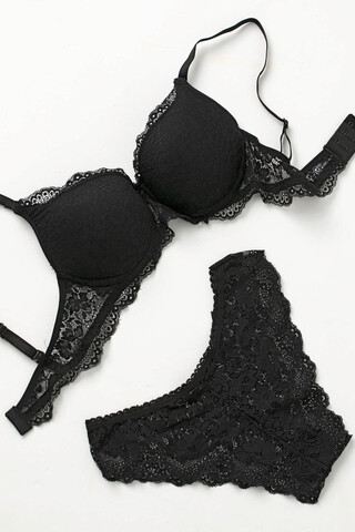 Set lenjerie intima sutien si chiloti, 999mre1578 - 80, miorre, 85% poliamida/15% elastan, negru