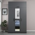 Dulap pentru haine, Minerva, Minar 255, 135x255x52 cm, PAL, Antracit