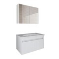 Set Dulap de Baie cu Chiuvetă și Oglindă (2 Piese), Hanah Home, 1326, MDF-LAM, Alb mat