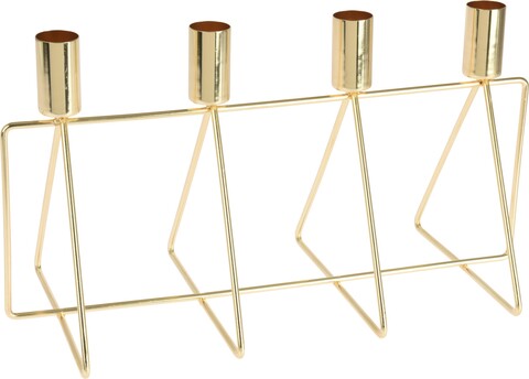 Suport pentru lumanari geometric, 30x13.5x15 cm, metal, auriu