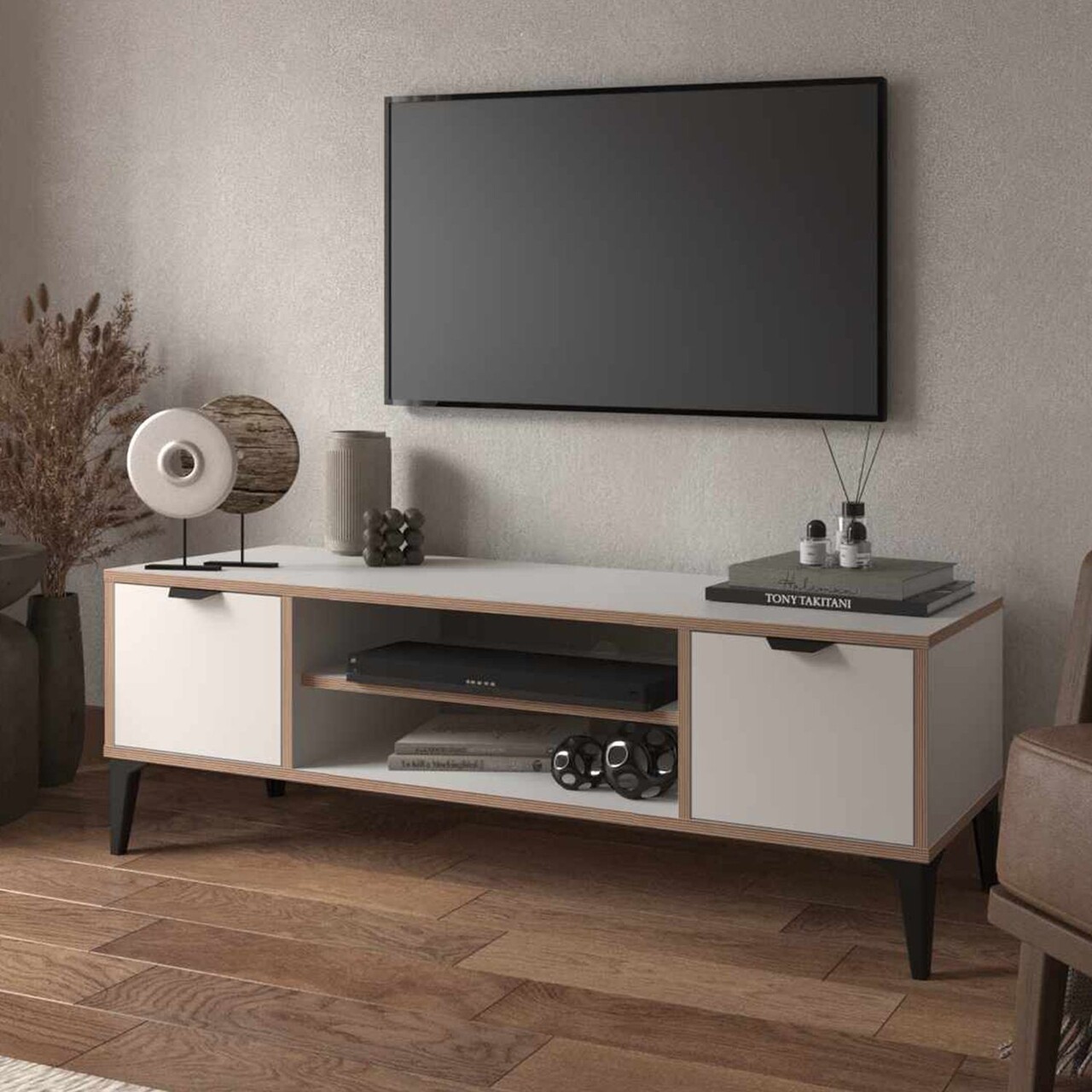 Comoda TV, Hanah Home, Arden, 140x46x35 cm, Alb - imagine 5