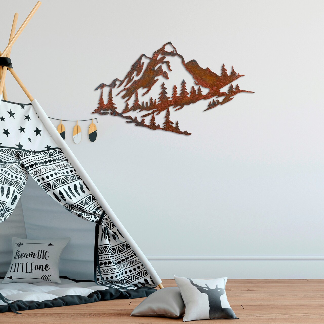 Decoratiune de perete, Mountain, Metal, 70 x 40 cm, Multicolor - 2 | YEO