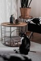 Masuta de cafea, Puqa Design, Cat, 54x54x41 cm, PAL, Pin Atlantic / Negru